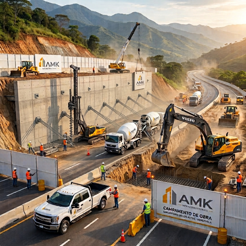 Obra vial de AMK Infraestructuras en construcción en Venezuela